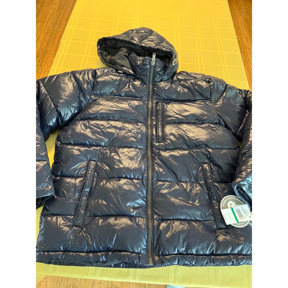 Michael Kors Mens Midnight Blue Hooded Puffer Jacket MMK63984 Large coat NWT